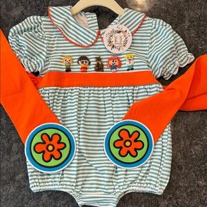 Striped Baby Romper with Orange Accents